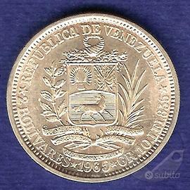 VENEZUELA 1965 Moneta 2 Bolivar Argento