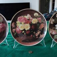 3 MUSEALI piatti porc. VERO LImoges Roses cm.25