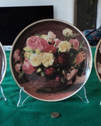 3 MUSEALI piatti porc. VERO LImoges Rose cm.25