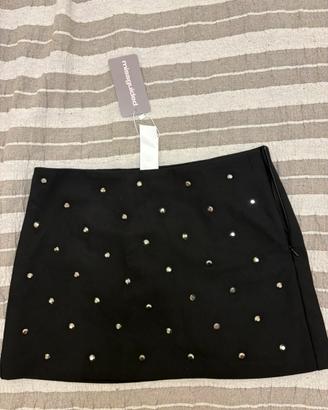 Gonna Missguided nera con glitter strass