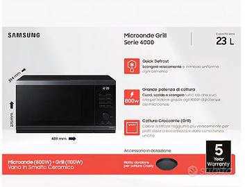 Microonde Samsung Grill Cottura Croccante 23L