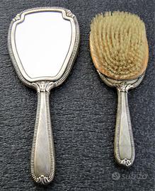 Antica parure specchio con spazzola  argento"800".