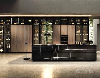 Cucina MONARCA isola e vetrine | dimensioni 3,3 m