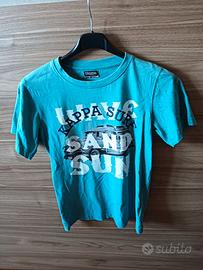 t-shirt uomo ragazzo azzurro bianco KAPPA tg XS