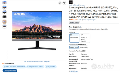 Samsung Monitor PC 4K 28"