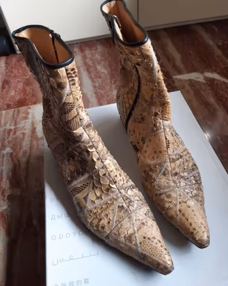 Stivaletti VERA PELLE PITONE tg 40 beige donna