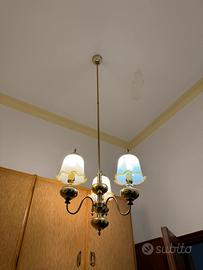 Lampadario vintage 3 luci in ottone
