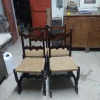 Set di 4 sedie in legno impagliate