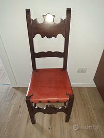 sedie antiche, in noce e cuoio 