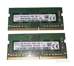 RAM DDR4 8Gb (2x4Gb) SODIMM 2400Mhz marca SK Hynix