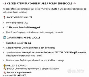 Locale da adibire a bar-ristorante