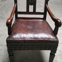 Sedia/Poltrona d'epoca in cuoio