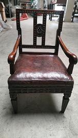 Sedia/Poltrona d'epoca in cuoio