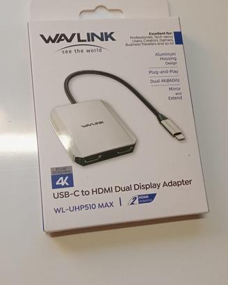 Adattatore WAVLINK USB-C doppio HDMI 4K