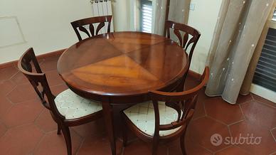 tavolo tondo allungabile in legno massello