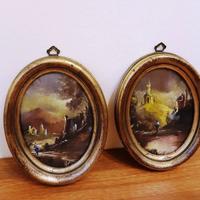 Coppia quadretti a olio su rame antiche miniature