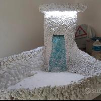 Fontana con cascata fatta a mano