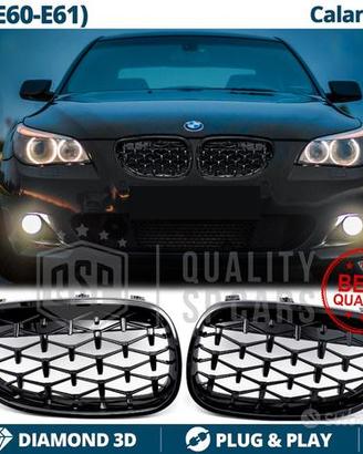 GRIGLIE Anteriori BMW Serie 5 E60 E61 Nera Lucida