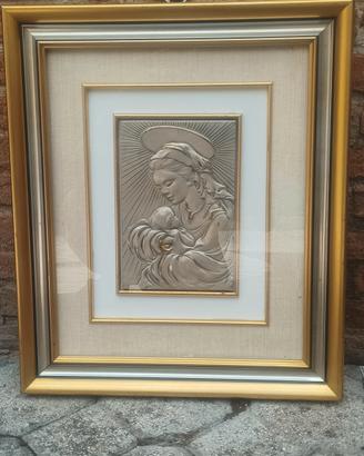 Quadro capezzale Madonna con Bambino argento