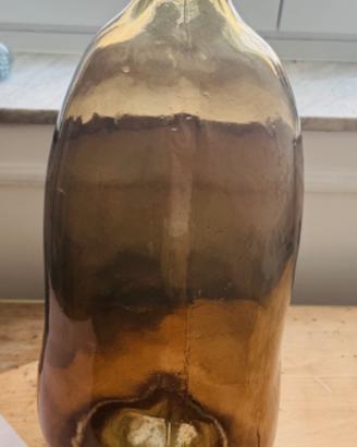 Grande bottiglia / vaso in vetro soffiato fumé