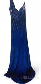 Abito cerimonia  blu velluto monospalla TG XXL-60€
