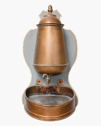 Lavabo da parete vintage in rame con serbatoio