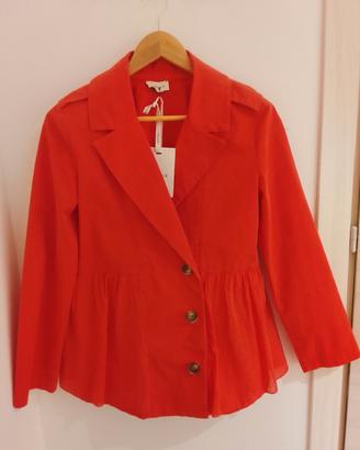 Nuova Giacca Gabardina con balza tgS rossa