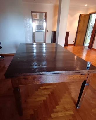 tavolo legno scuro massello estensibile epoca '900