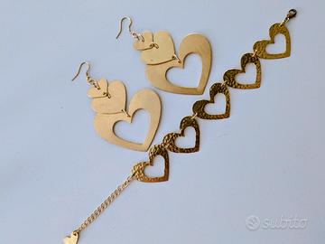 Parure bracciale+orecchini a forma di cuore 