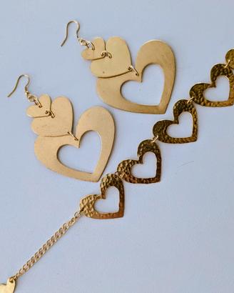 Parure bracciale+orecchini a forma di cuore 