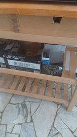 carrellino in legno e forno microonde come nuovo