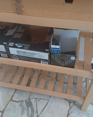 carrellino in legno e forno microonde come nuovo