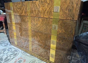 Comò DESIGN ANNI 70 Firmato - Radica e Ottone