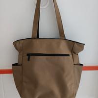 borsa in cotone resistente colore cachi Benetton 