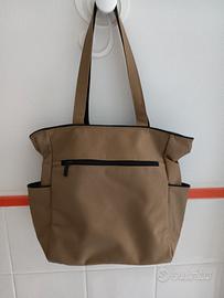 borsa in cotone resistente colore cachi Benetton 