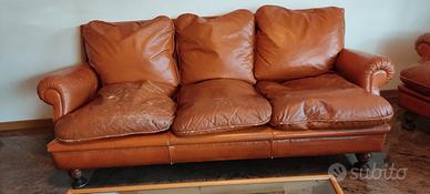 divano e 2 poltrone vintage in pelle 