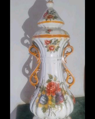  VASO IN CERAMICA DI BASSANO CON COPERCHIO 