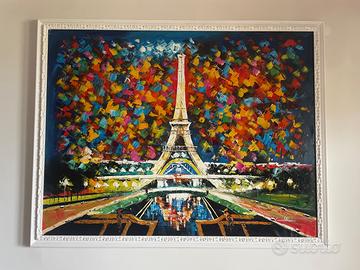 Quadro pennellato disegno di Torre Eiffel