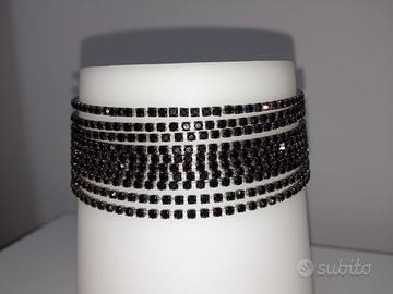 Set 10 bracciali tennis nero elasticizzato