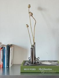 Raro vaso space age vintage design multitubo cromo