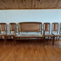 Set sedute d’epoca in legno intagliato – divanetto