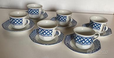 Set 12 tazzine da caffè con decoro blu
