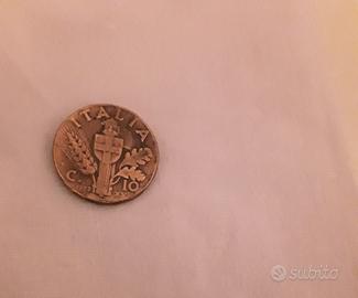 moneta italiana 10 centesimi  anno  1937