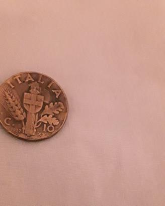 moneta italiana 10 centesimi  anno  1937
