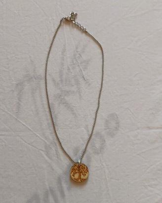 Collana con ciondolo albero della vita in legno
