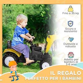 Escavatore Ruspa Giocattolo Cavalcabile a Pedali