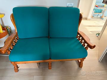 Divano 2 posti in legno massello stile classico