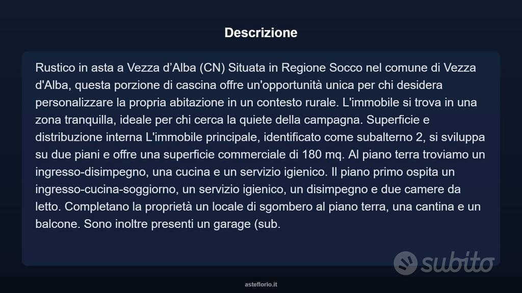 Immobile in asta di 171 m² con box auto a Vezza d' - Vista 3