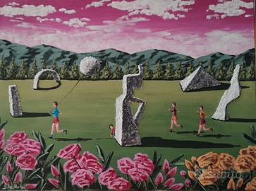 Dipinto orig," Il Palloncino di pietra "  cm 40x30