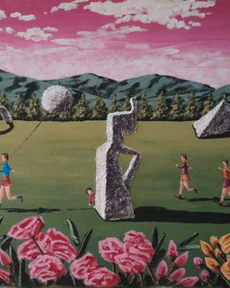 Dipinto orig," Il Palloncino di pietra "  cm 40x30